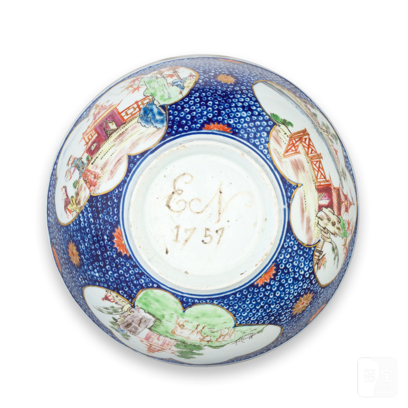 A important documentary Vauxhall bowl, dated 1757 - 图9
